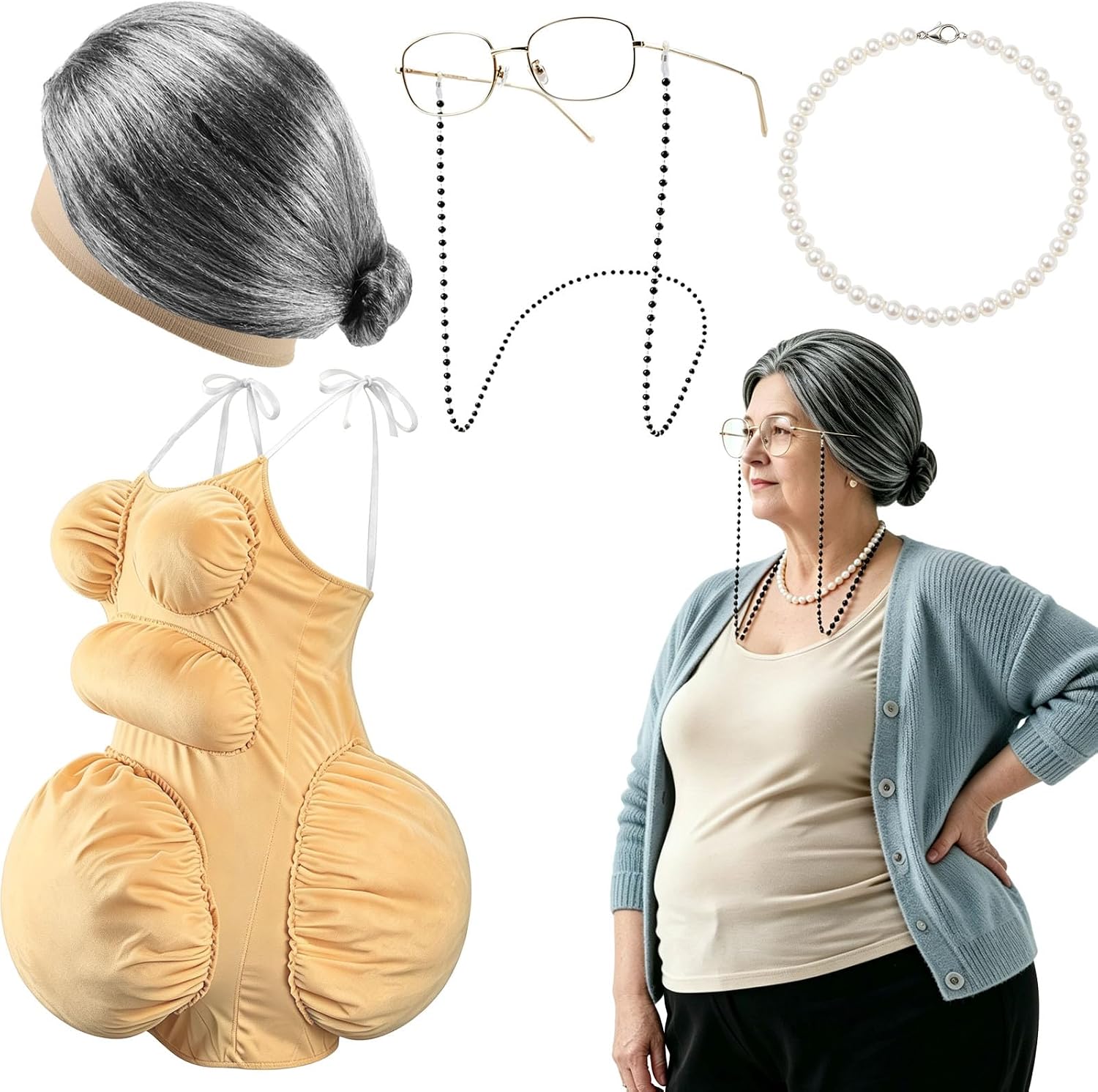 Pearl Necklace - Kostümset für dicke alte Dame mit