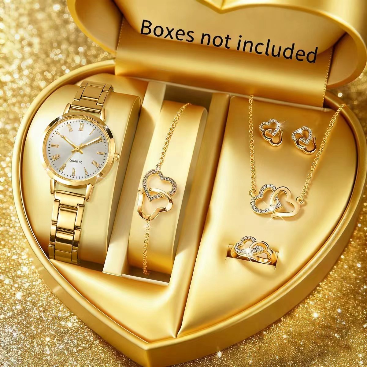 Jewelry Watches For Ladies - 6PCS Mode Damen Quarzuhr Strass Schmuckset