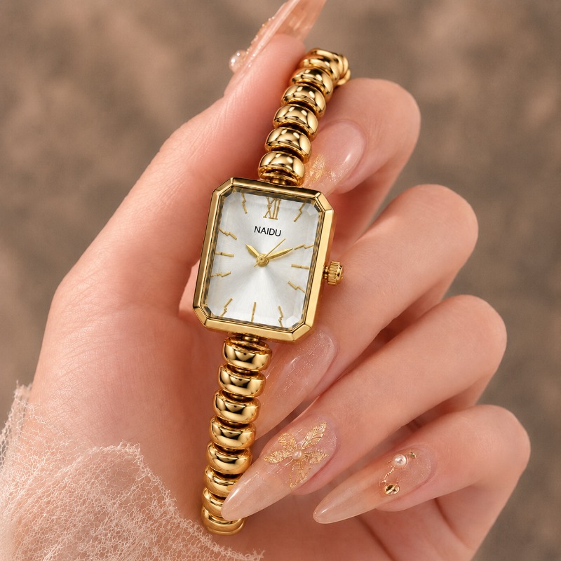 Jewelry Watches For Ladies - NAIDU Golduhr für Damen, Mini-Rechteck, exquisite