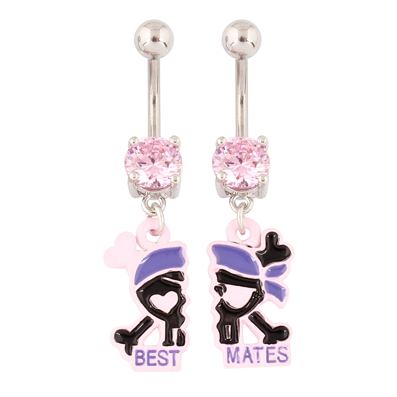 Nick'S Jewelry & Watches Reviews - Ein Paar Bauchnabelpiercings mit Totenkopf-Motiv, rosa