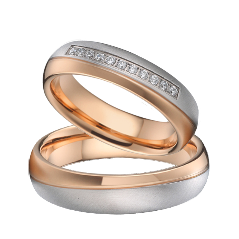 Couple Ring Set - Designer Handgefertigte 18K Roségold-Plattierte Eheringe Set