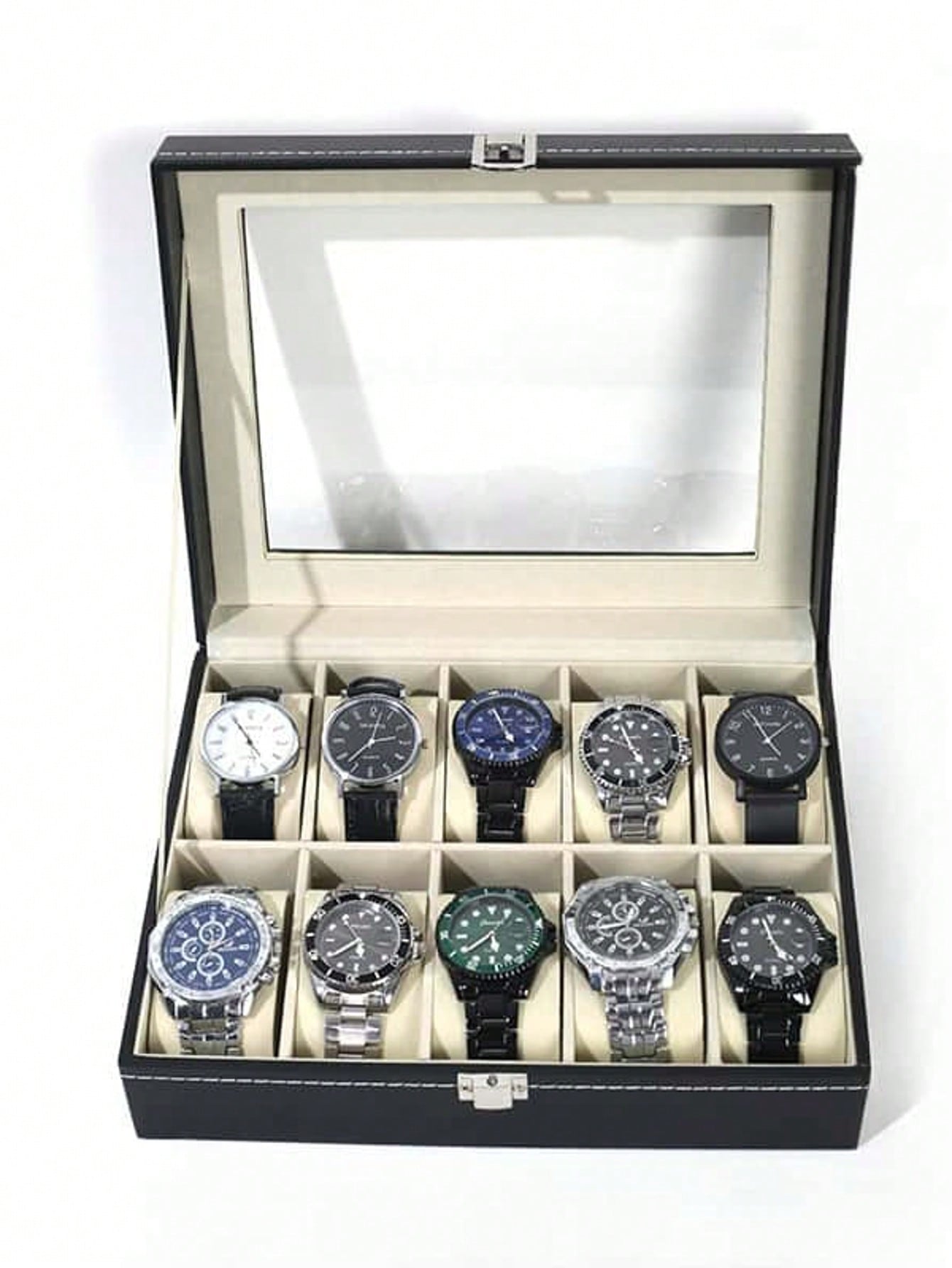 Jewelry Watches For Men - Leder-Uhrenbox mit Schloss, Große Uhren-Vitrine, Hochwertiger