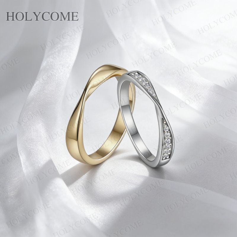 Couple Ring Set - Moissanit-Paarringe aus 925 Sterling Silber, D-Farbe,