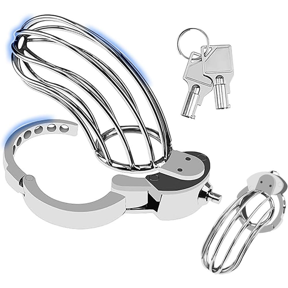 Couple Ring Set - Push-Lock, verstellbares Keuschheitsgürtel, Cock Cage für