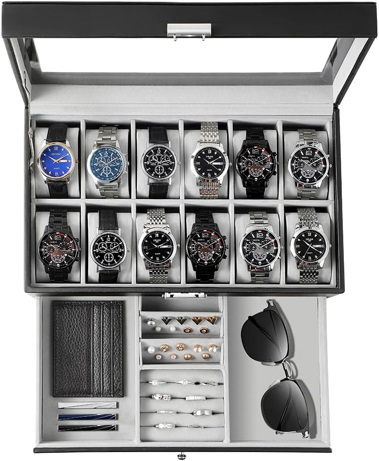 Jewelry Watches For Men - Uhrenbox-Organizer für Herren, Geschenk, 12-Fach Uhrenkasten
