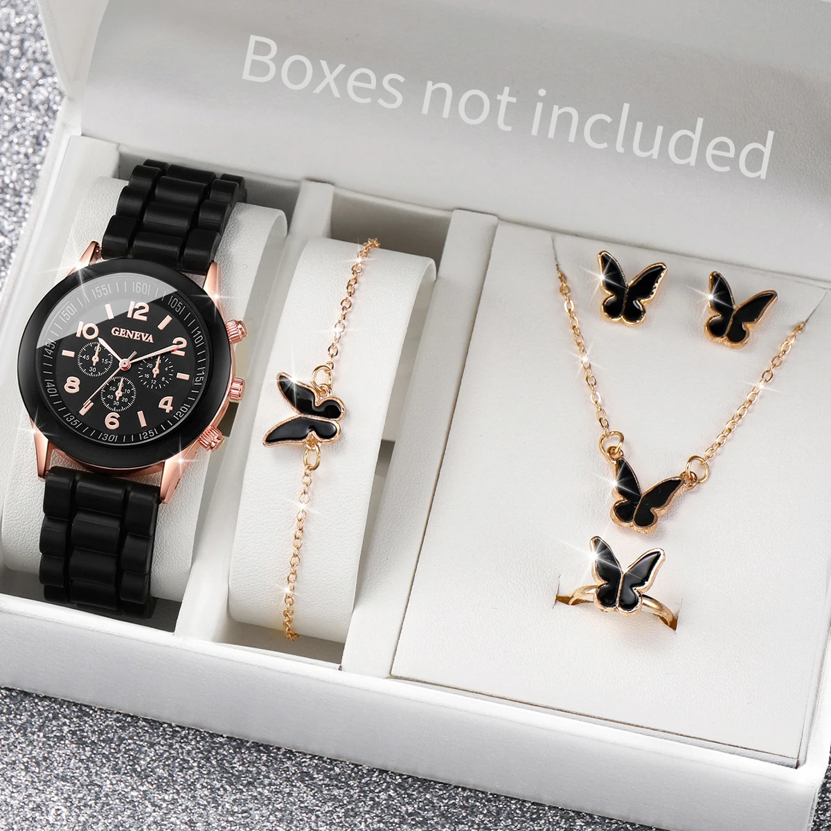 Jewelry Watches For Ladies - 5/6PCS Mode Damenuhren Casual Silikonband Damen