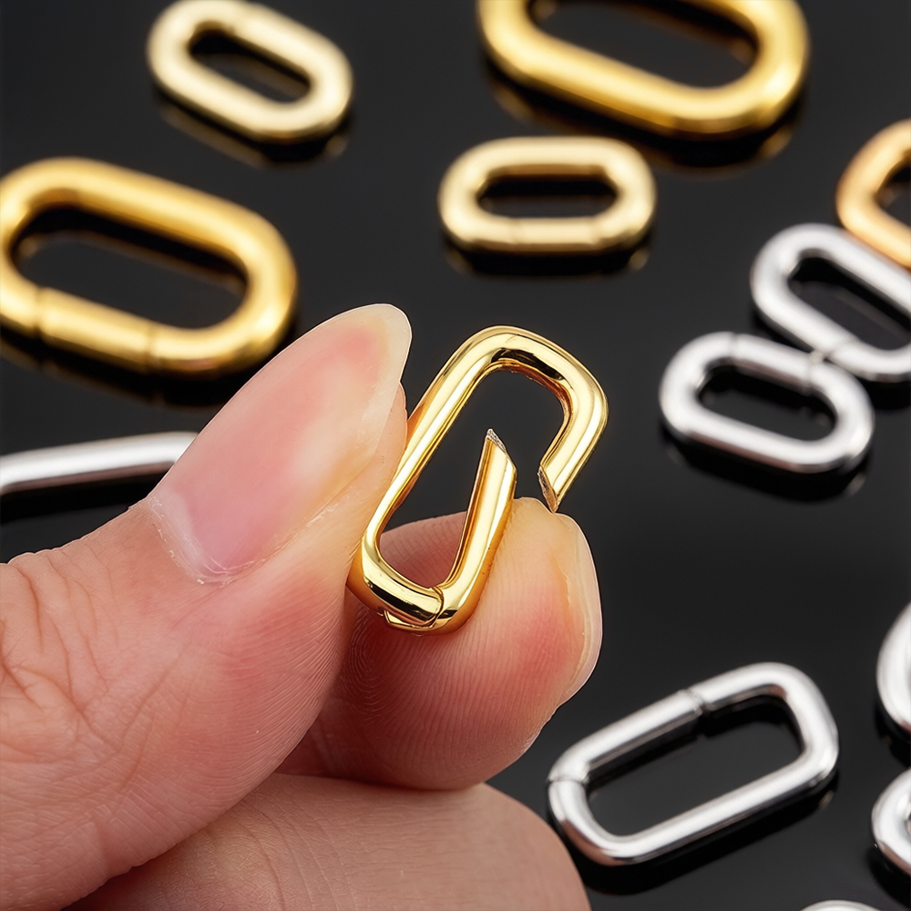 Gold Plated Ring - 2 Stück 18K vergoldete ovale Karabiner-Halskettenverschlüsse