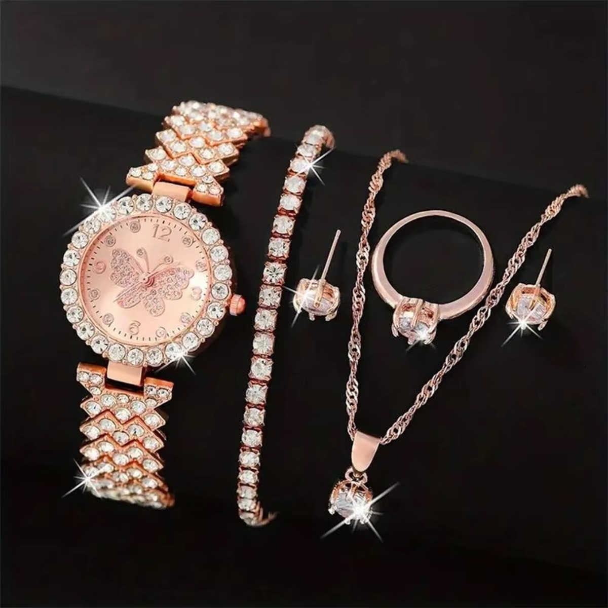 6-teiliges Set Luxus-Strass-Sc – Jewelry Watches For Ladies Bewertung und Preis