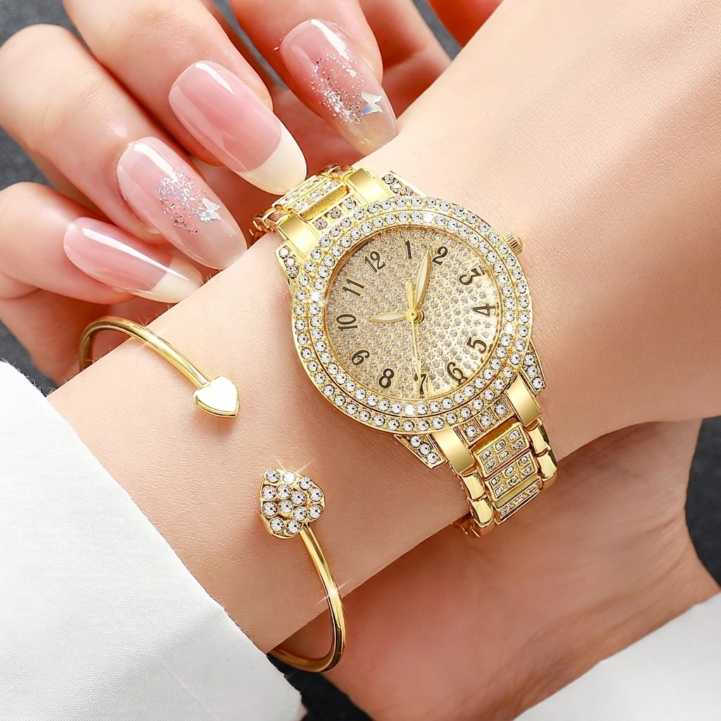 6-teiliges Modisches Strass-Uh – Jewelry Watches For Ladies Bewertung und Preis