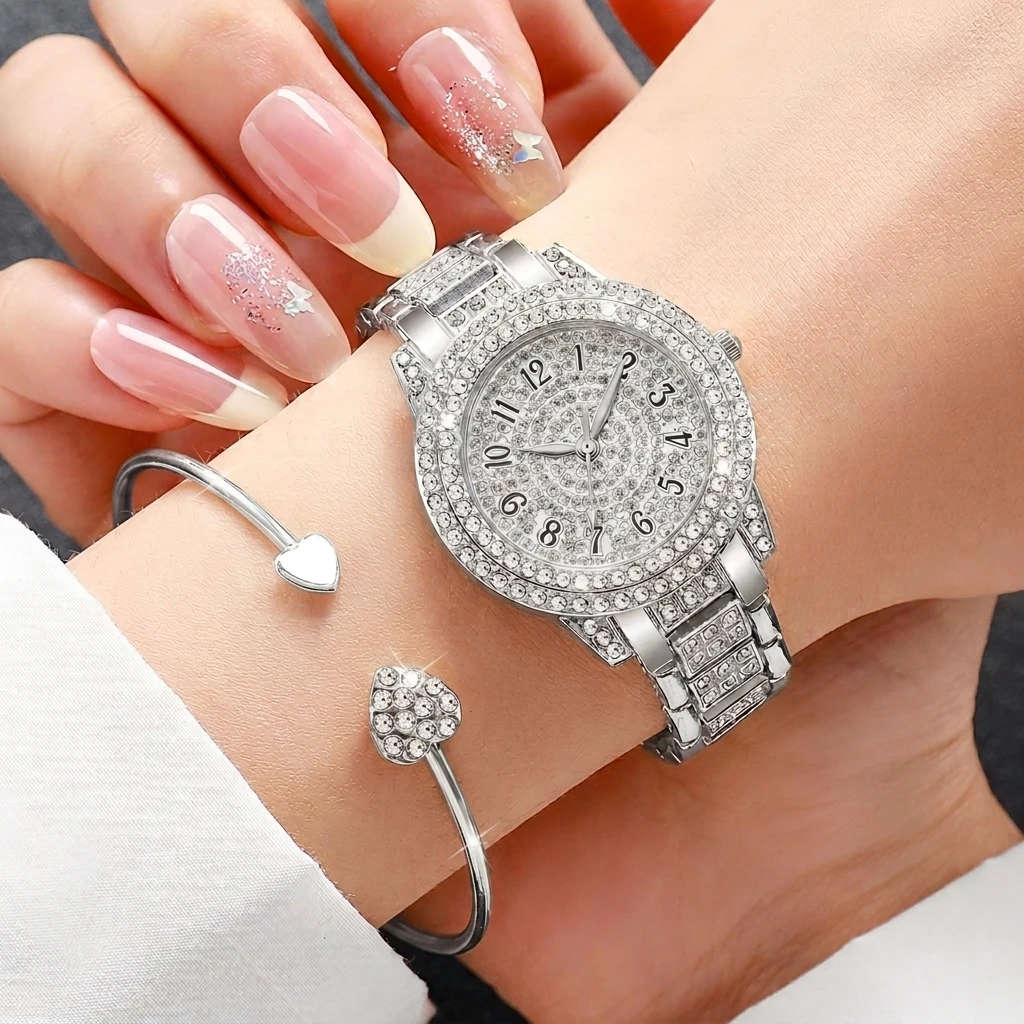 6-teiliges Modisches Strass-Uh – Jewelry Watches For Ladies Bewertung und Preis